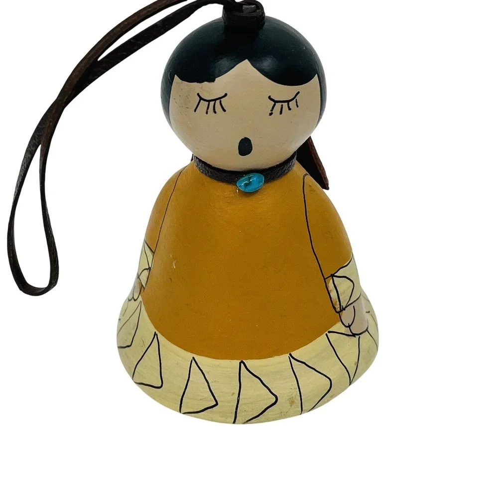 Hand Painted Ceramic Storyteller Bell Ornament Southwestern‎ Native Style